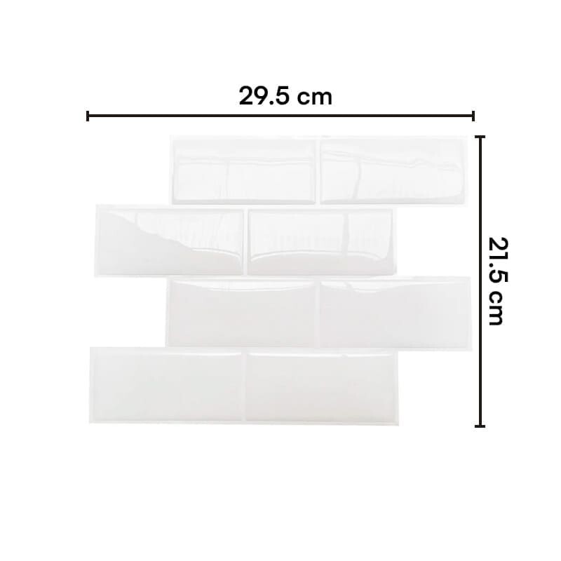 Azulejos adhesivos para cocina baño diseño ladrillo 10uds Blanco