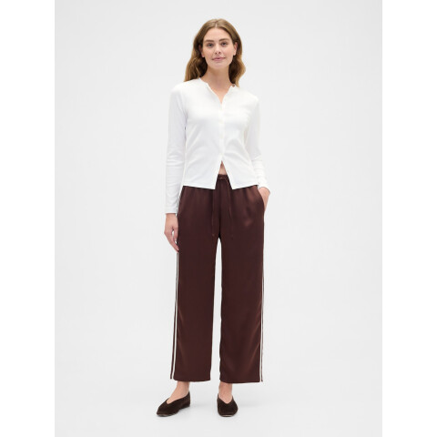 V-SATIN STRAIGHT PO SIDE STRIPE DARK BROWN 1