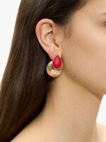 Pendientes Redondos De Resina rosa
