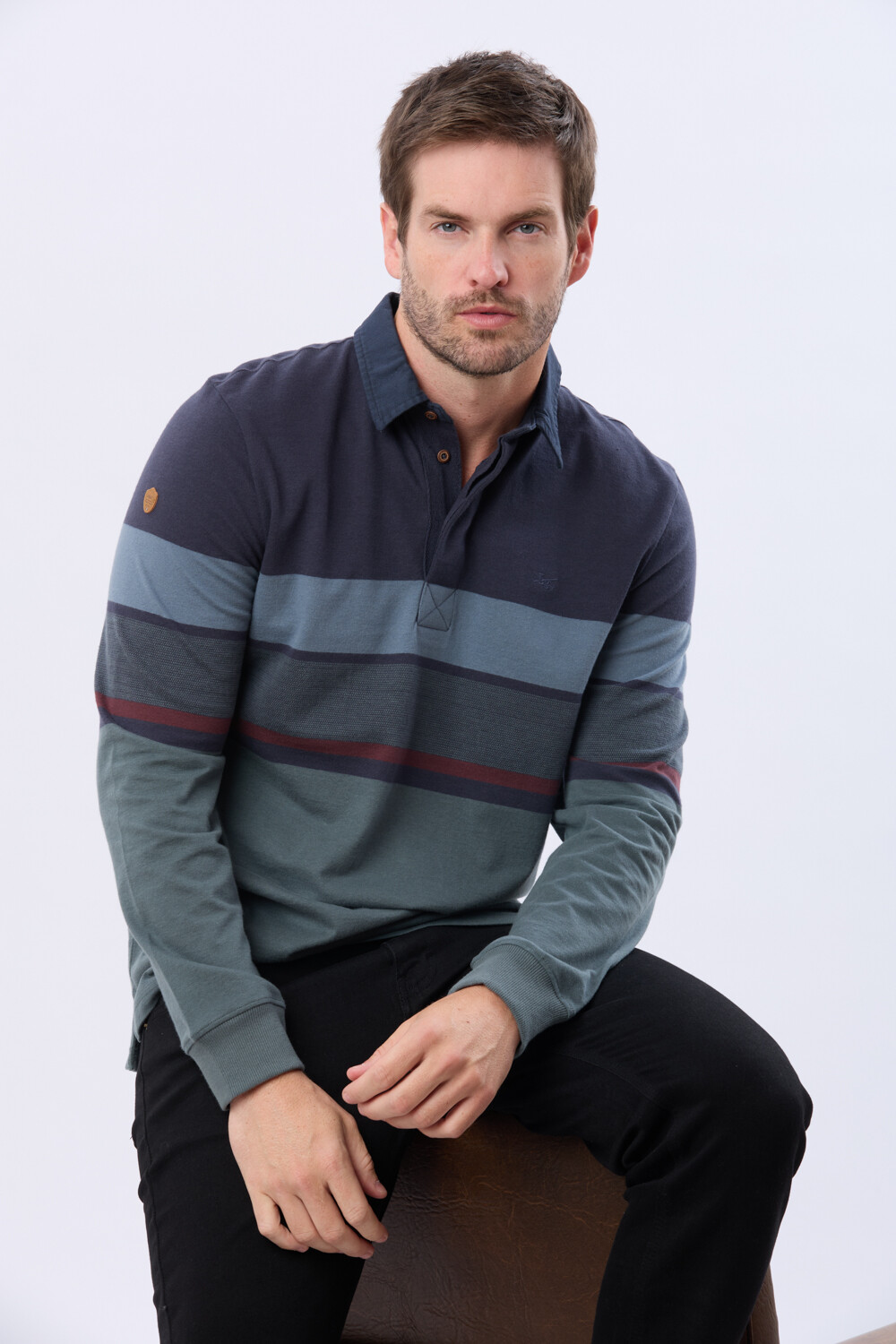 REMERA POLO RAYADA DE ALGODÓN Verde