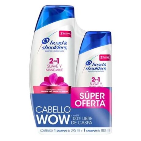 Pack Head & Shoulders shampoo 375 ml + shampoo 180 ml Suave y manejable 2 en 1