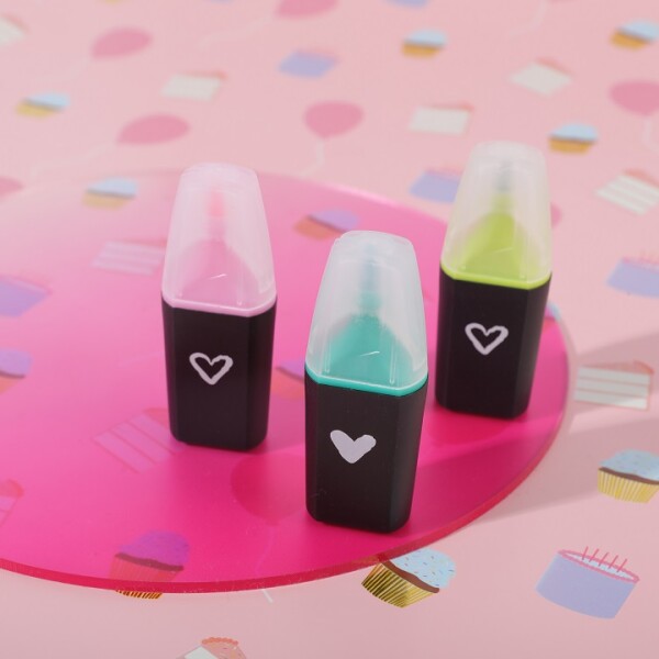 Resaltadores mini corazón 3pcs Resaltadores mini corazón 3pcs