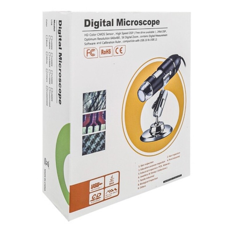 Microscopio digital USB multiuso con aumento 1000X y luz LED Negro