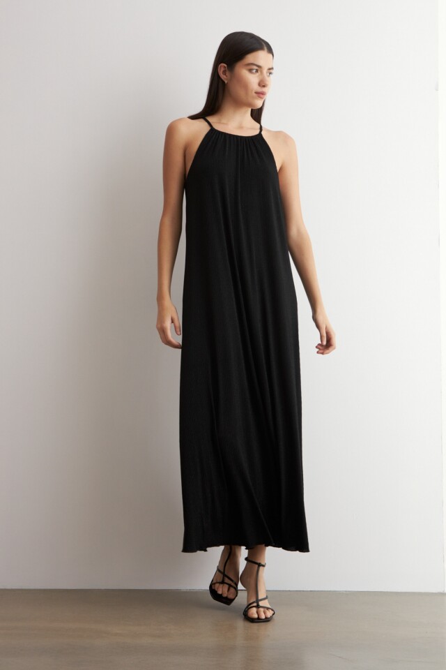 Maxi vestido lurex negro