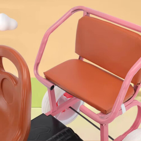 Triciclo Retro Asiento Trasero Canasto Coche Infantil Doble Rosa