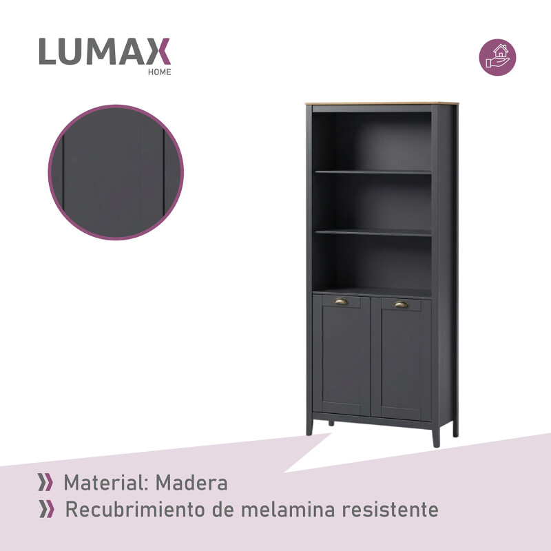 Aparador Lumax 3 Estantes 2 Puertas gris oscura roble Aparador Lumax 3 Estantes 2 Puertas gris oscura roble