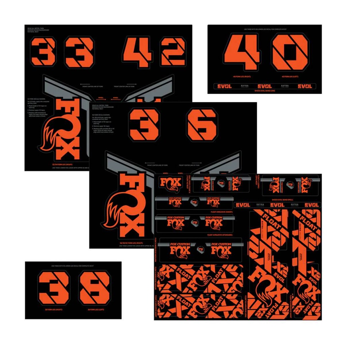 Kit De Calcomanías Fox Racing Negro 