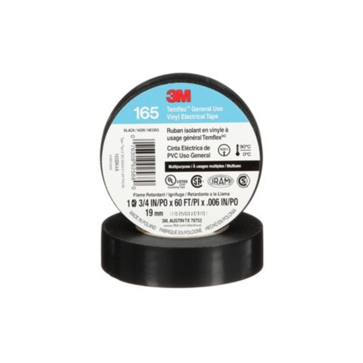 CINTA AISLADORA TEMFLEX 165 NEGRO 19MM X 9M - 3M 