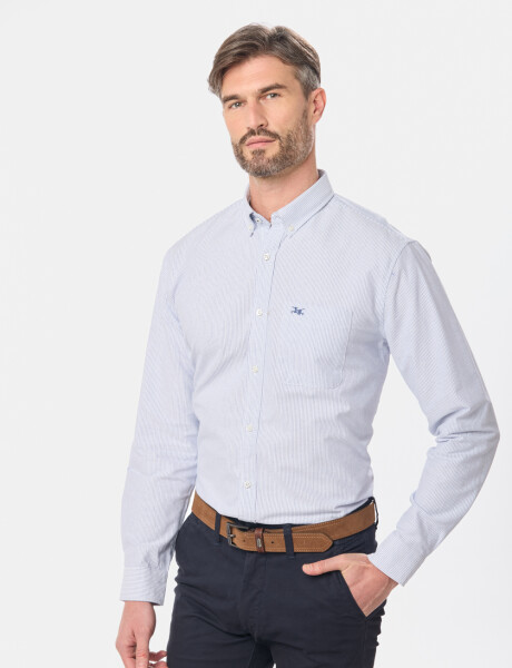 CAMISA OXFORD A RAYAS Azul