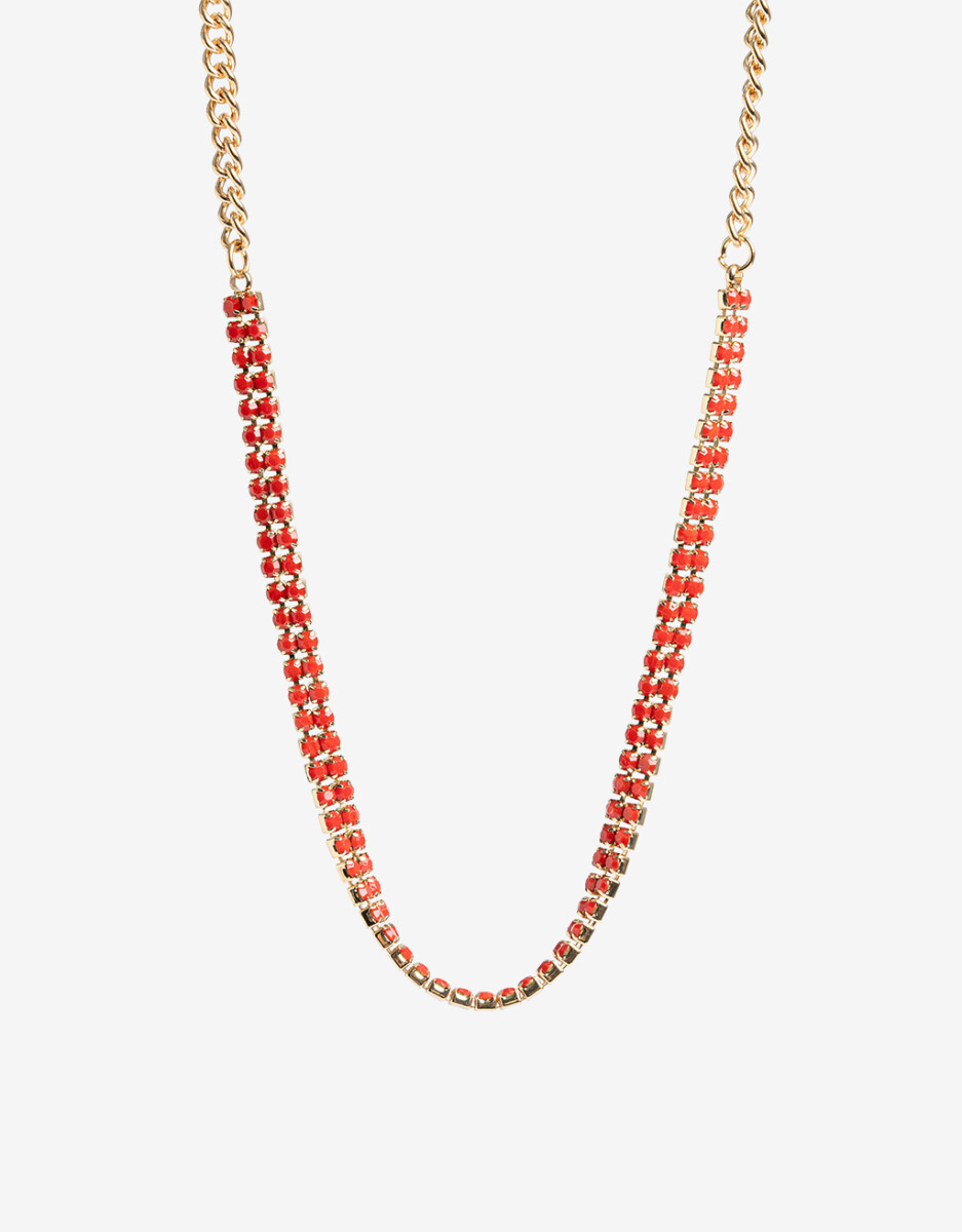 Collar Corto Strass Rojo 