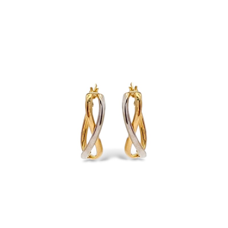 Caravanas Aros Infinito- Oro bajo - oro blanco - Sin piedra- CA8403 sinpiedra