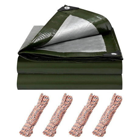 Lona Toldo Impermeable Uv Carpa 4x4mt+4 Cuerda 5mt Verde