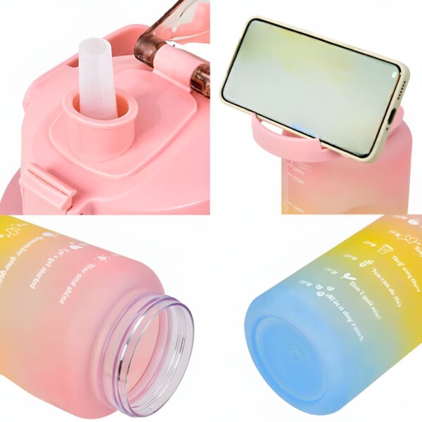 Set X2 Botella De Agua Deportiva 2L + 800 ML MotivacionaL Color Variante Rosa