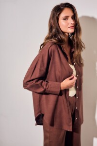 Camisa Lino Chocolate