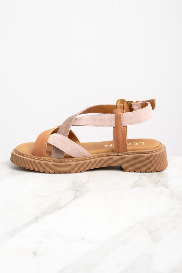 Sandalia Cuero Combinada Mocha