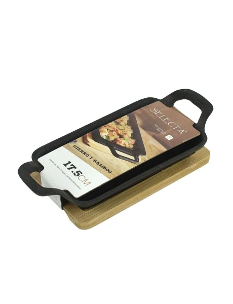 FUENTE RECTANGULAR HIERRO C/ BASE BAMBOO. 10X17.5X2.5CM FUENTE RECTANGULAR HIERRO C/ BASE BAMBOO. 10X17.5X2.5CM