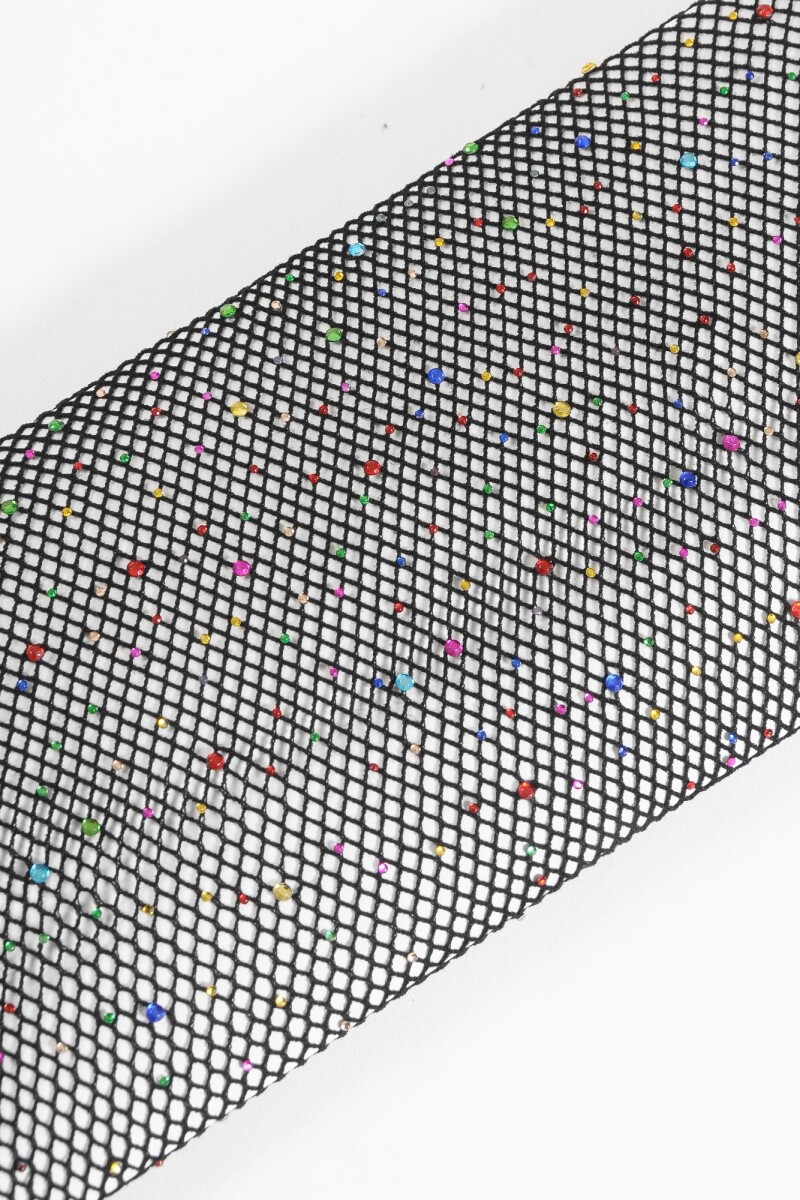 Medias can can de red con completas gemas negro