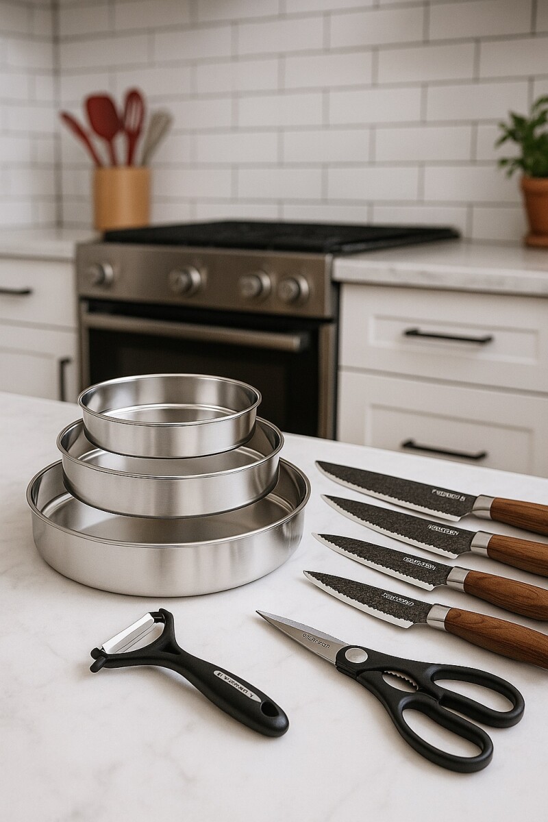 Asaderas x3 Con Juego De Cuchillos De 6 Piezas 