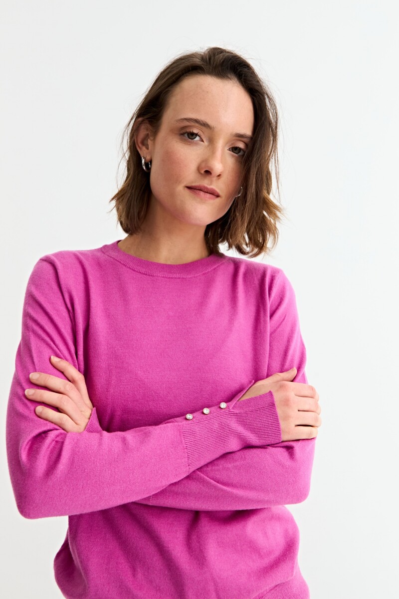 Sweater con detalle en manga ROSADO
