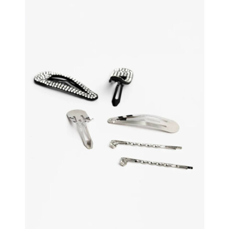 Set De Hebillas Strass Plateado Rodio