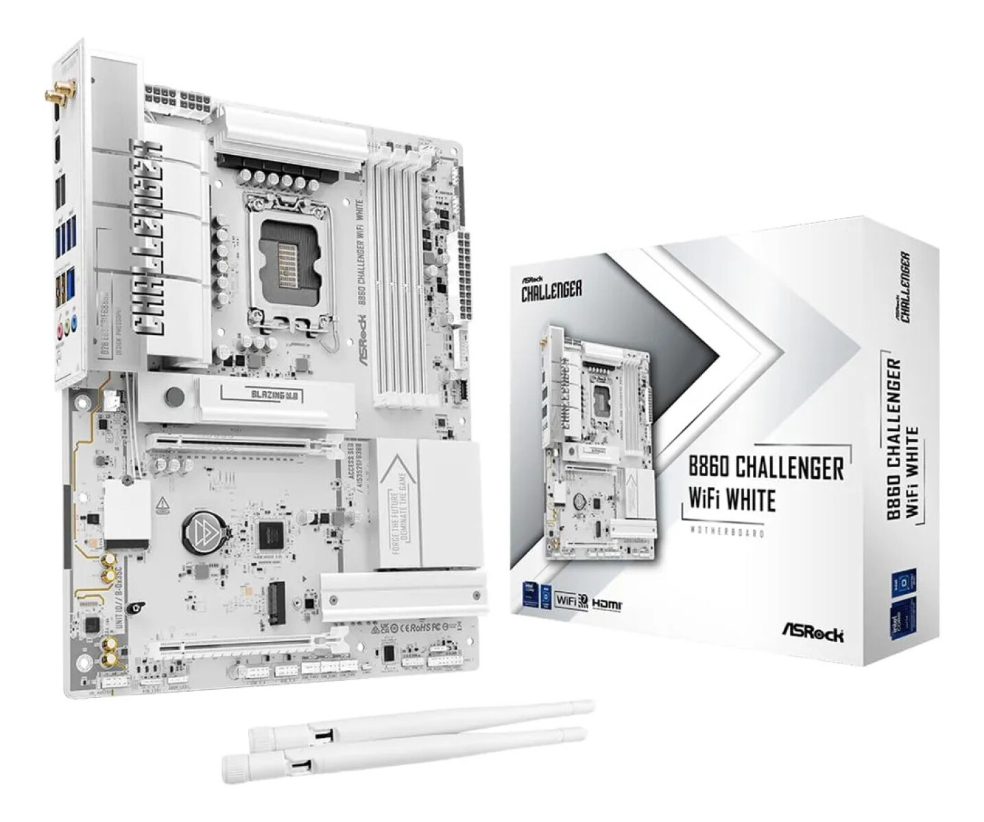 Motherboard B860m Challenger Wifi White Ddr5 Lga1851 - PLACA MADRE ASROCK B860 CHALLENGER WIFI 