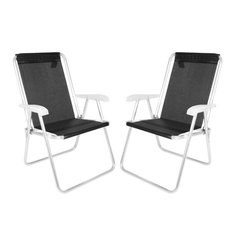 Kit 2 Reposeras Altas Plegables Aluminio Conforto Sannet Mor Negro