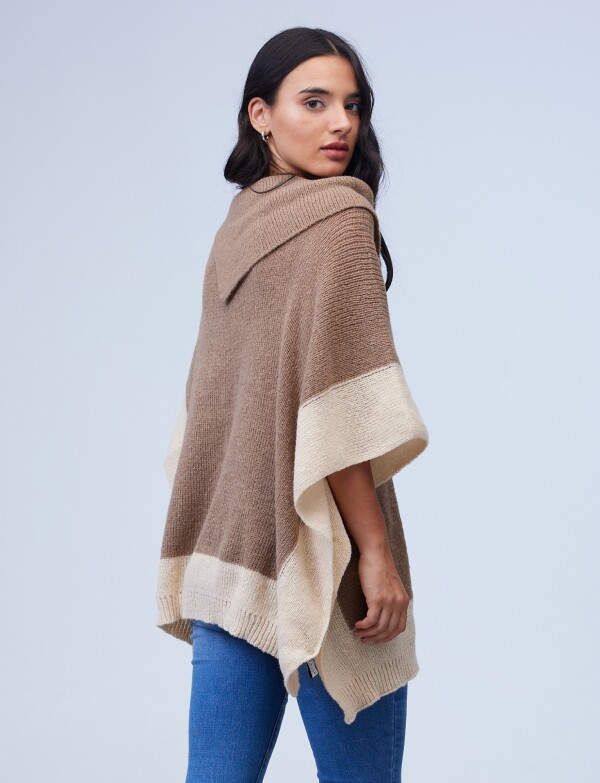 Poncho Colorblock MULTI/TOSTADO
