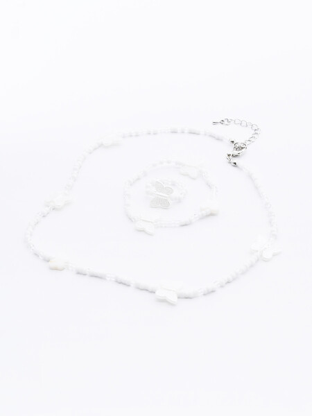 SET COLLAR, PULSERA Y ANILLO BLANCO