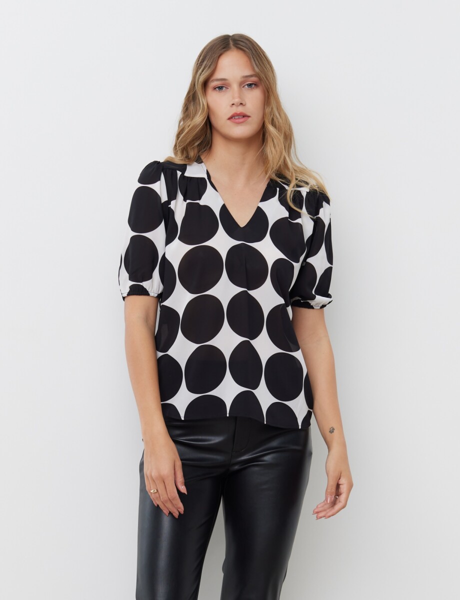 Blusa Dots - Blanco/negro 