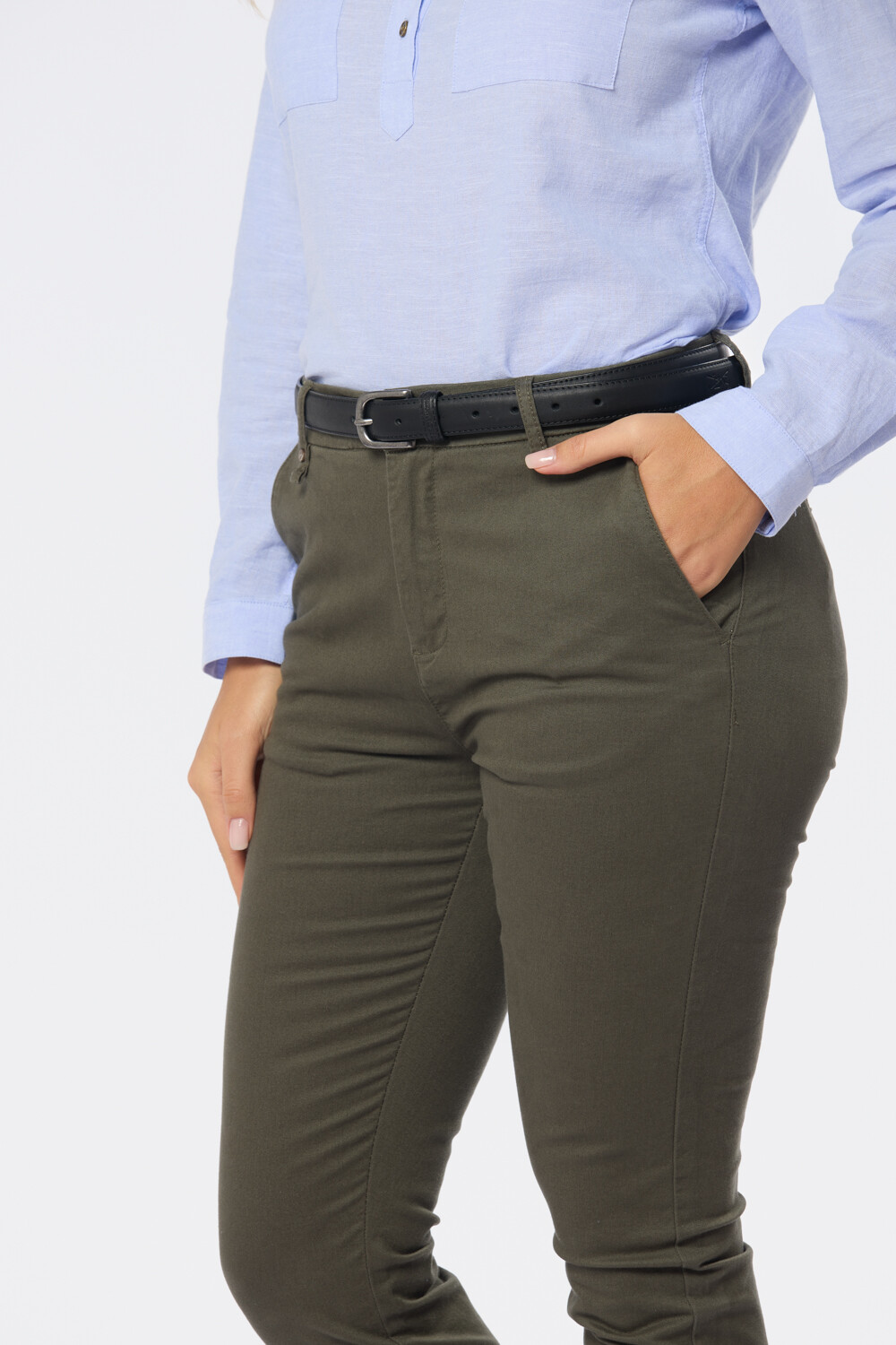 PANTALÓN SKINNY DE GABARDINA Verde Oscuro