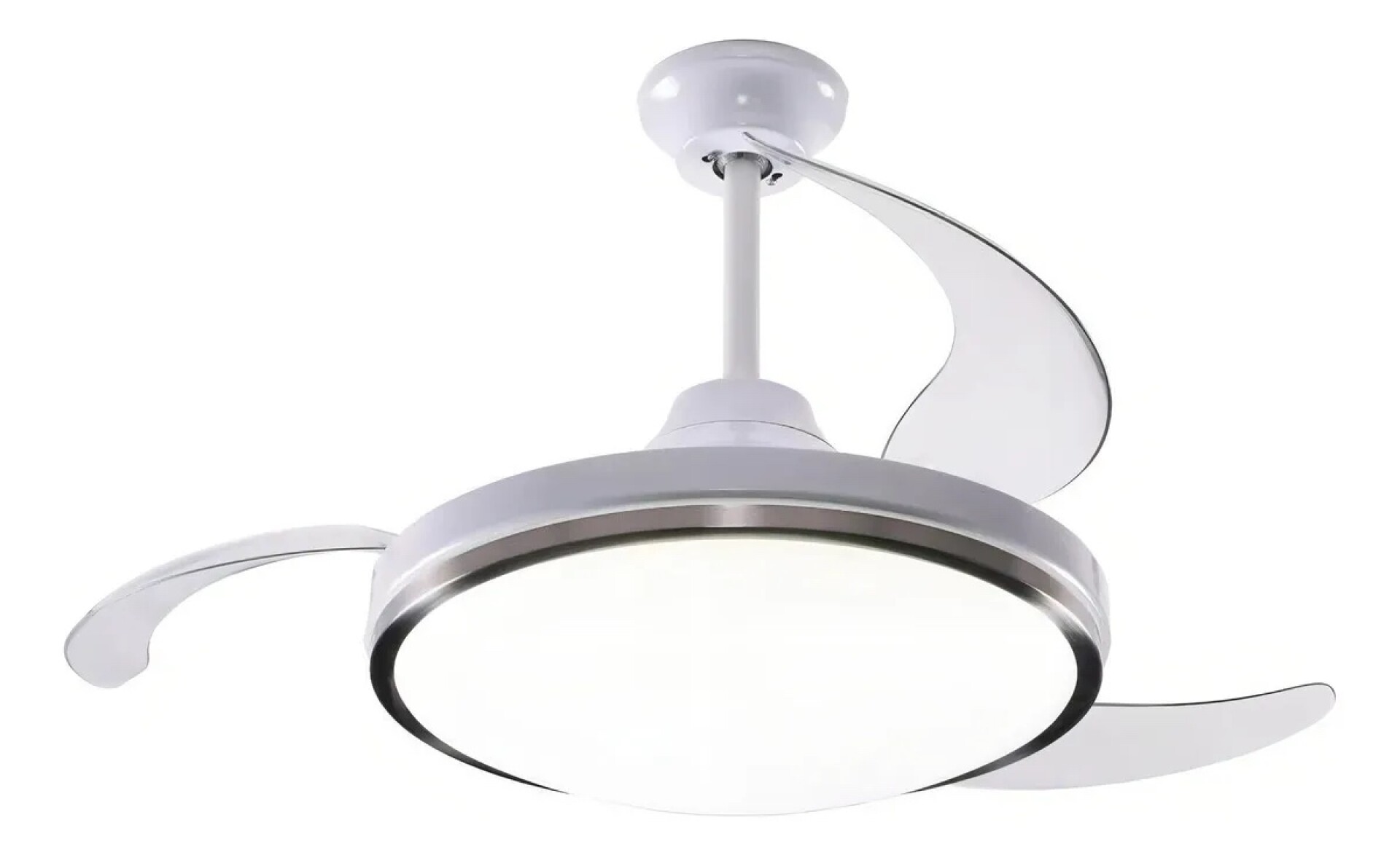 Ventilador De Techo Con Luz Retráctil Lámpara Led Control - Retráctol blanco 