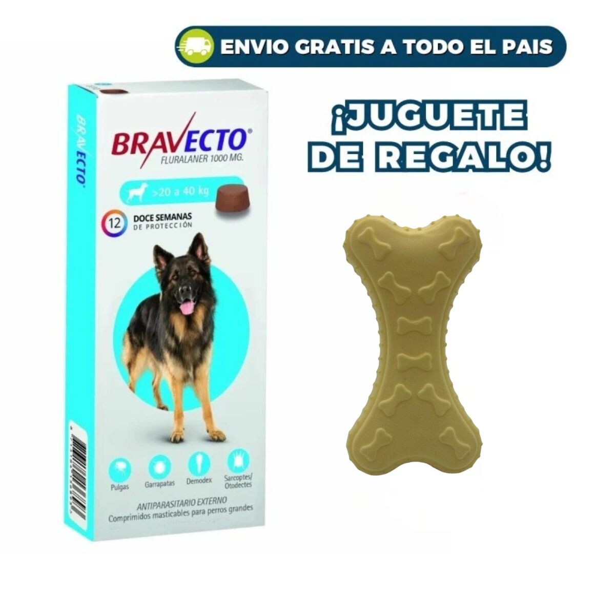 BRAVECTO ANTIPULGAS Y ANTIGARRAPATAS - 20 A 40 KG 