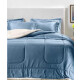 Acolchado Terciopelo y Corderito KARSTEN c/porta Almohada KING Sonata Azul