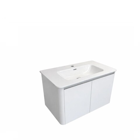 Mueble de baño suspendido Montano Blanco 80 cm con Bacha de Loza Mueble De Baño Suspendido Montano Blanco 80 Cm Con Bacha De Loza