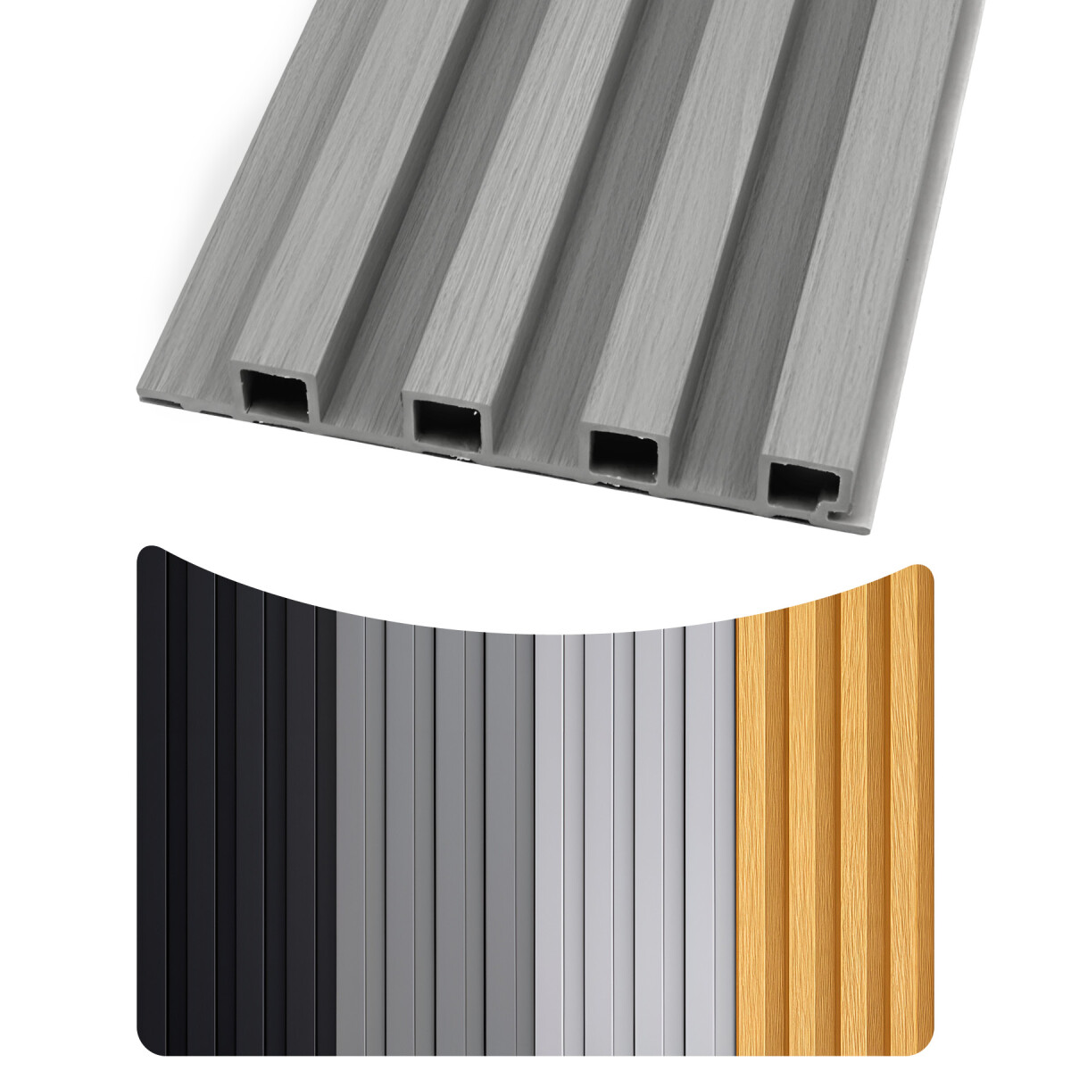 Pack x100 Wpc Simil Madera Wall Panel Lambrin 2.90m x 16.7cm - Color Gris Oscuro 