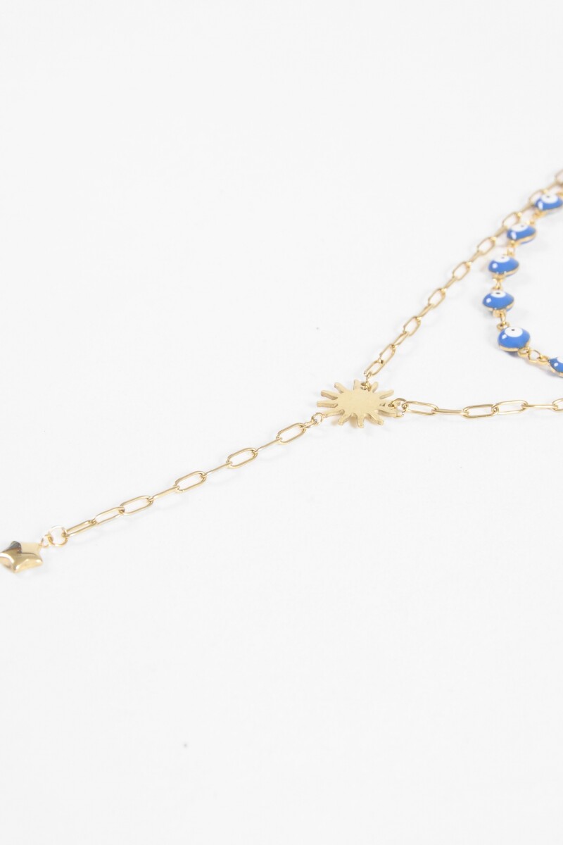 Collar acero ojitos dorado