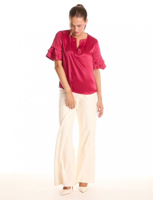Blusa Saten Volados BORDEAUX