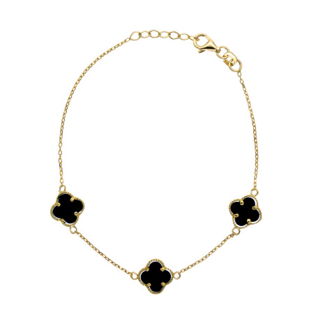 Pulsera FLOR de oro 9 ktes y ONIX Pulsera FLOR de oro 9 ktes y ONIX