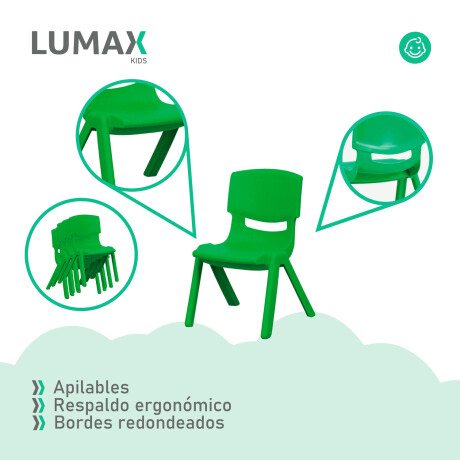 Pack Mesa Infantil Lumax Cuadrada + 4 Sillas Verde