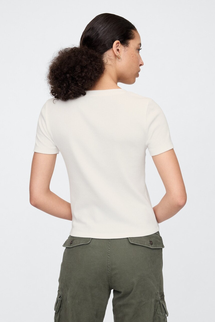 Remera Rib Mujer New Off White