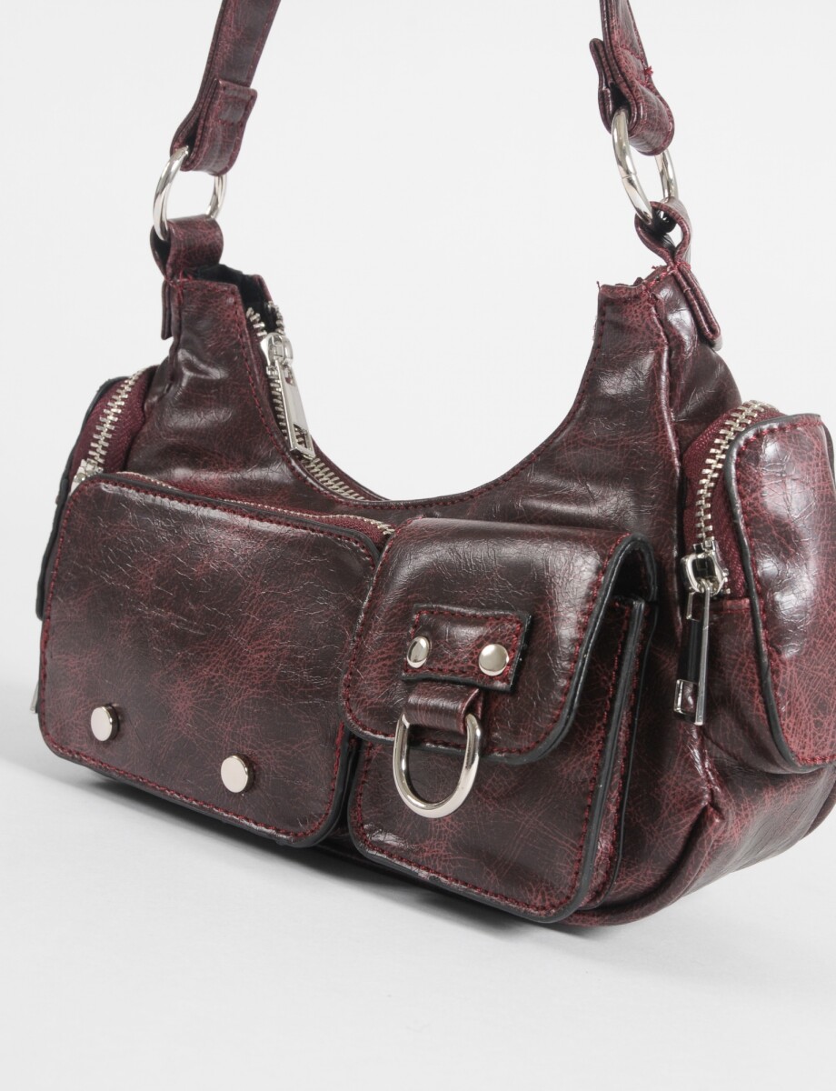 Cartera de hombro bolsillos - bordo 