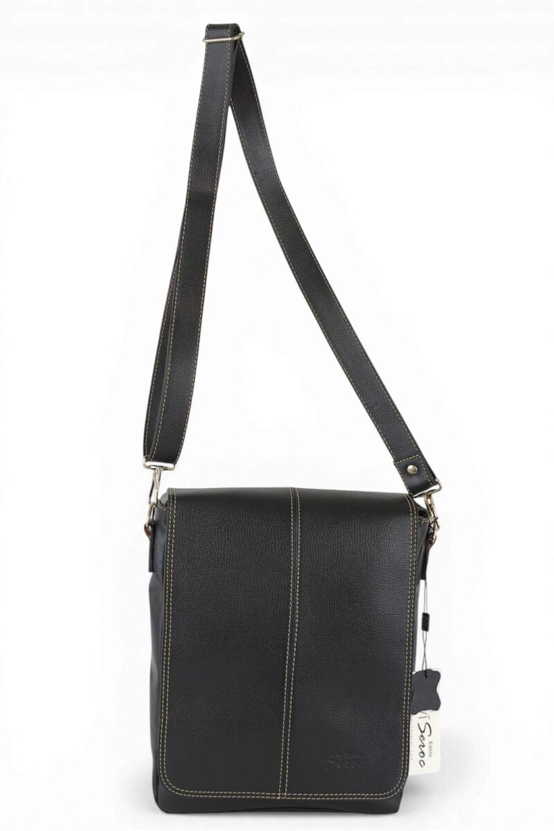 Morral con solapa mediano Negro