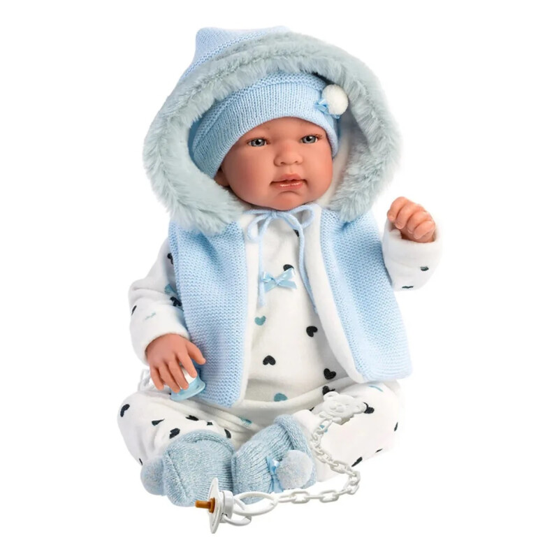 Muñeco Llorens 18439 - Bebé Tino Con Abrigo Capucha Celeste 44 Cm Muñeco Llorens 18439 - Bebé Tino Con Abrigo Capucha Celeste 44 Cm
