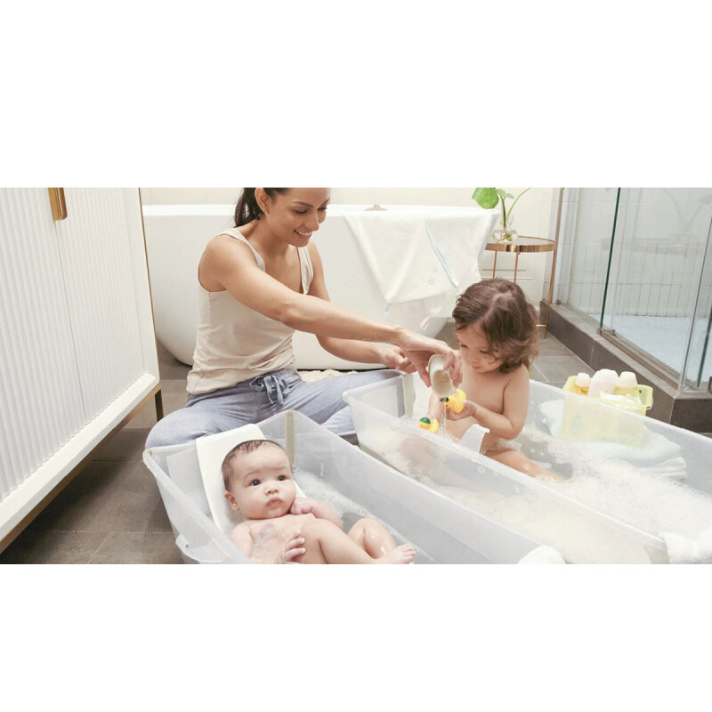 Baño Plegable Flexi Bath XL Transparente/Beige + Soporte Cuchara Stokke Baño Plegable Flexi Bath XL Transparente/Beige + Soporte Cuchara Stokke