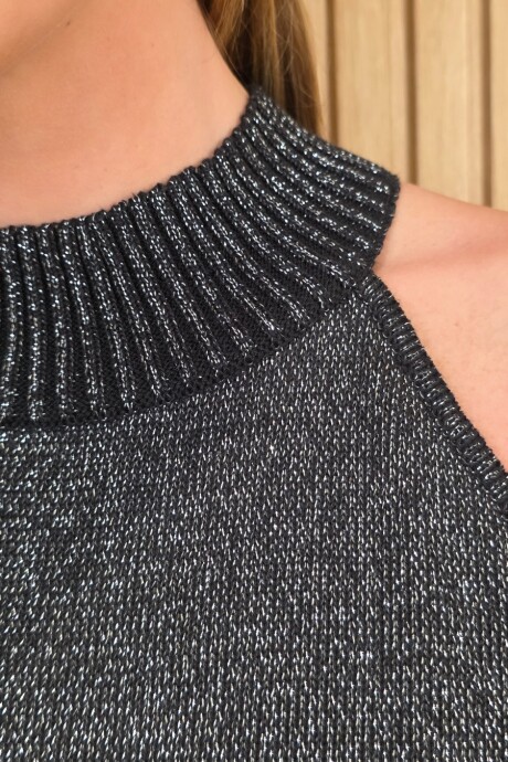 Musculosa Pipa Negro Lurex