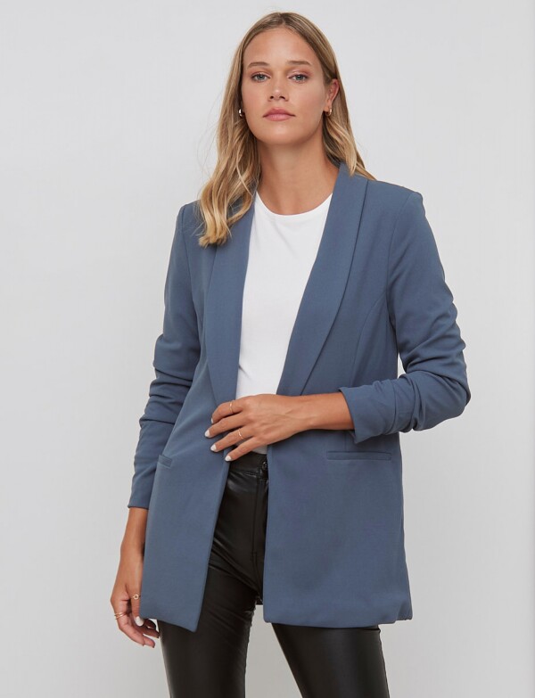 Blazer Crepe Manga Fruncida AZUL