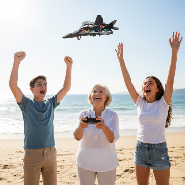 Avión Drone Jet Control Remoto 360° Recargable Espuma 2 Bats Color Azul