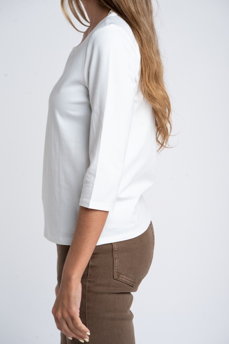 Remera Manga 3/4 Algodón Elastano Nacar