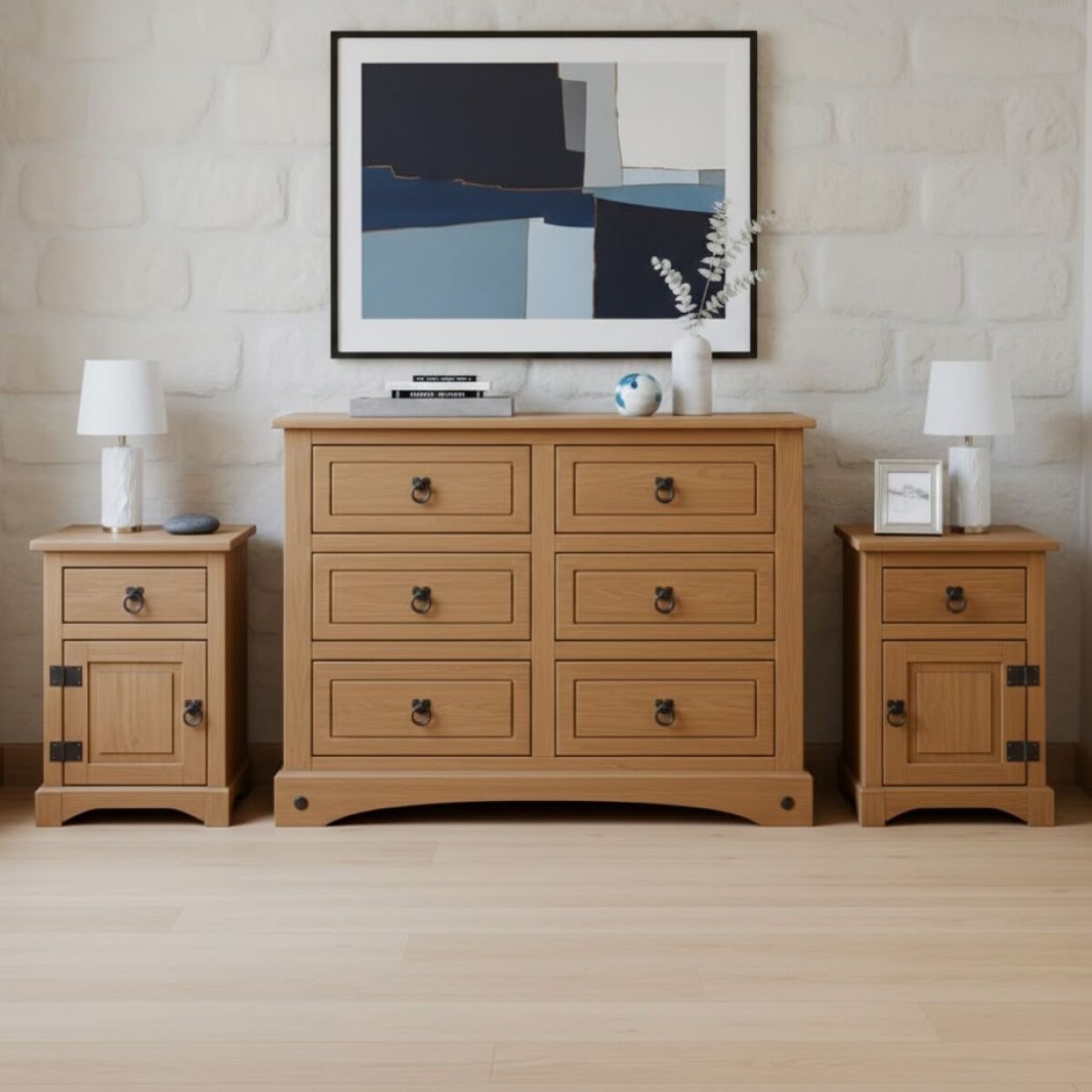 Cómoda + Mesas de Luz Naturale 