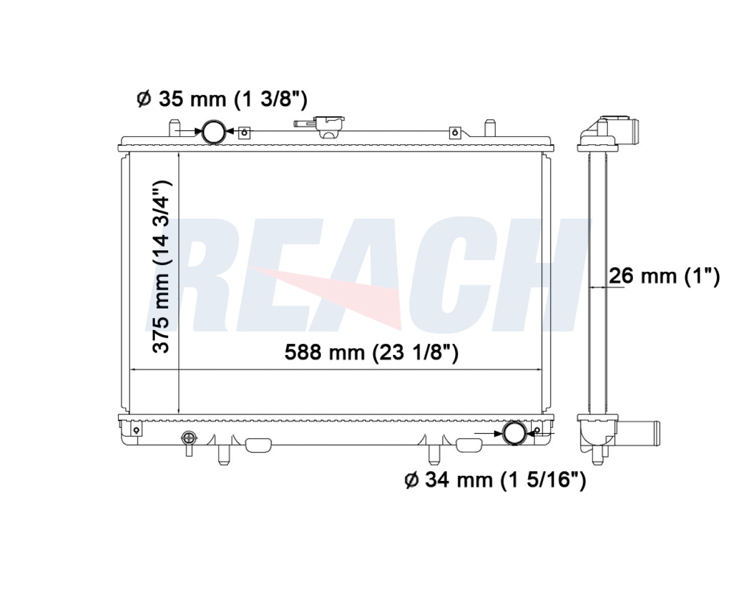 RADIADOR MITSUBISHI L200 MOTOR 4D56 TAILANDESA 59 X 38 TYC 